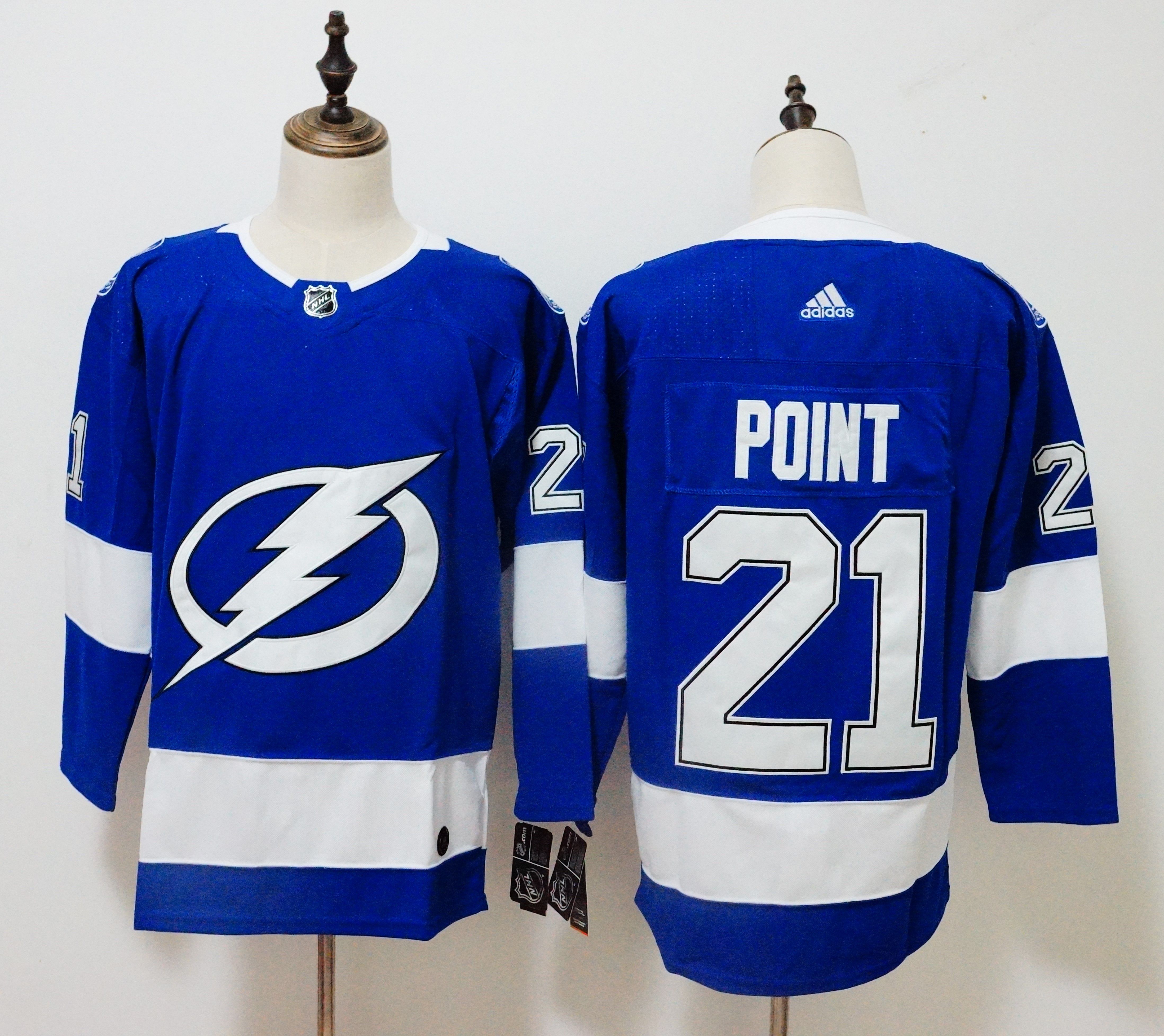 Men Tampa Bay Lightning #21 Point Blue Adidas Hockey Stitched NHL Jerseys